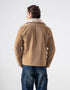 STRIPED FAUX LEATHER ZIPPER JACKET